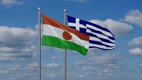Greece and Niger two flags Stock Footage 287736911
