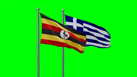 Greece and Uganda two flags Stock Footage 292823379