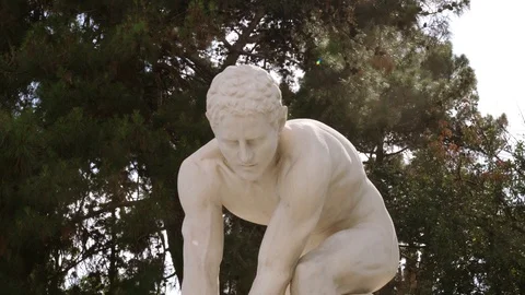 Greece, Athene olympics statue. About Greek, stadium, greece, athens, ancient Stock Footage 100146580