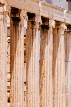 Greece, Athens, Acropolis, Ionic columns of Erechtheum Stock Photos
