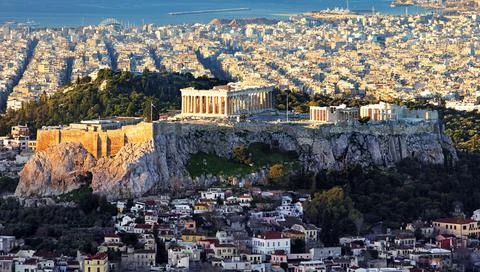 Greece - Athens skyline with acropolis Stock Photos