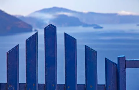 Greece blue gate 스톡 사진