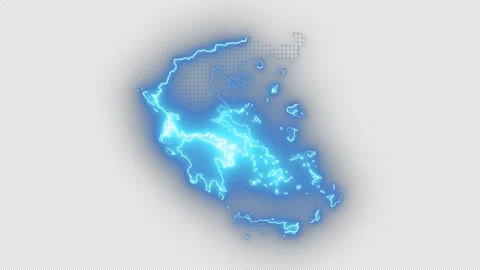 Greece Blue Neon Outline Map Infinite Loop Transparent Background 4K Vídeo Stock 335969308