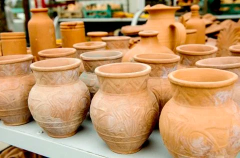 Greece ceramic pots Stock Photos