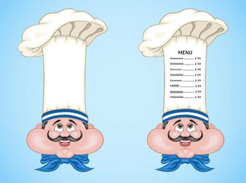 Greece chef and menu on hat with food of Greek Stock Illustration