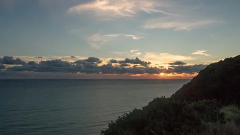 Greece, Corfu island. Sunsetwith distant clouds and sea. Time lapse UHD 4K. Stock-Footage 119633495