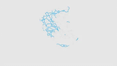 Greece Country Line Map Self Drawing Animated Overlay, Alpha 4K Vidéo 340289688