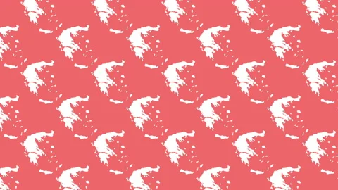 GREECE country map silhouettes pattern on a coral background seamless animation Stock Footage 145763355