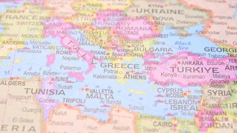 Greece Defocus to Focus Horizontal World Map 5.4K Stock Footage Stock Footage 330209418
