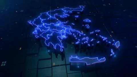 Greece digital map 4k  Stock Photos