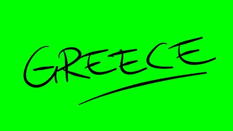 Greece drawing text on green background Stock Footage 128893413