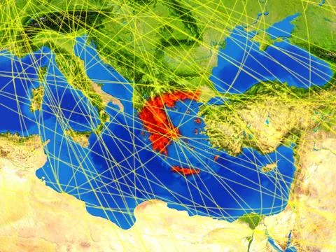 Greece on Earth with network Stock Illustration