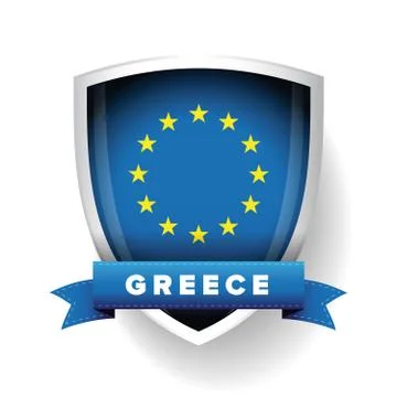 Greece - EU member flag vector shield Stock Illustration