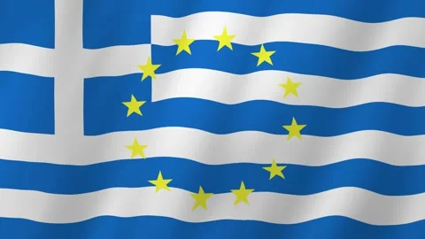 Greece Flag and EU Flag 4K Video. Flags of Greece and the European Union video Stock Footage 255057200