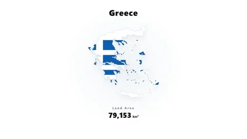 Greece Flag and Land Area Statistics - Digital Graphics - 4K Stock Footage 346331950