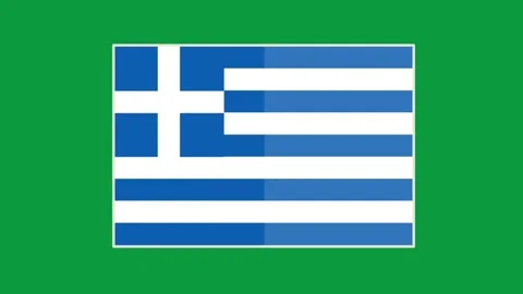 Greece flag animation on green screen with white stylish frame border background Stock Footage 330881603