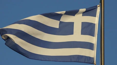 Greece flag blowing in the wind 4K Stock Footage 68164576
