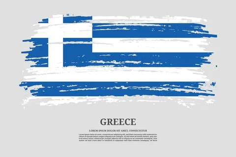 Greece flag with brush stroke effect and information text poster, vector Illustrazione stock