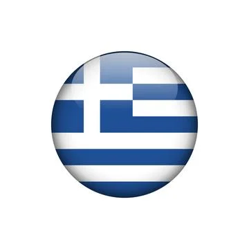 Greece Flag Circle Button Vector Template Stock Illustration
