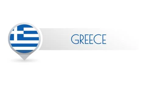 Greece flag. Circle flag button in the map marker shape. Greek country icon 스톡 일러스트