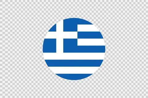 Greece flag in circle shape isolated  on png or transparent  background,Symbo Stock Illustration