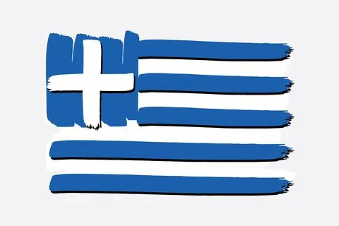 Greece Flag with colored hand drawn lines in Vector Format Stock Illustration