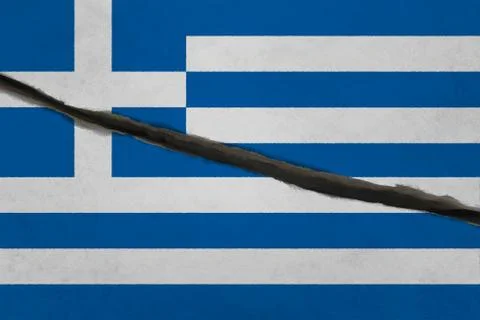 Greece flag cracked Stock Illustration