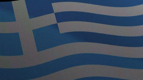 Greece Flag Digital Particle Waving Seamless Loop Animation on Black Backgrou Stock Footage 339302601