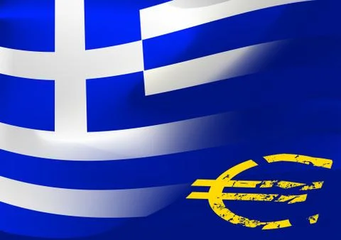 Greece flag with EU symbol Stock Illustration