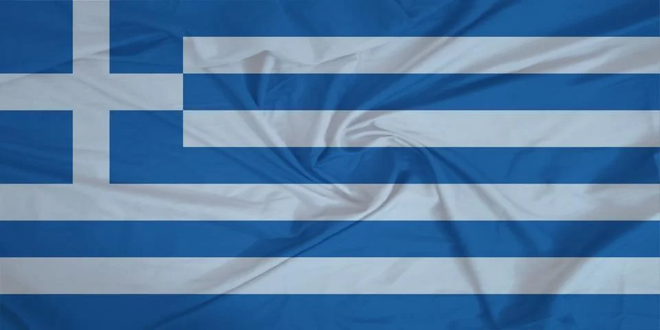 Greece Flag fabric rippling in the wind Stock Photos