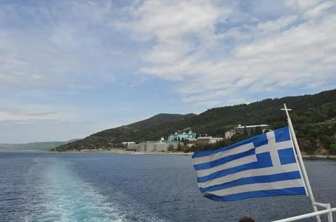 Greece flag on the flagpole Stock-Fotos