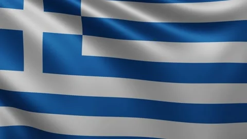 Greece flag fluttering in the wind close up, Greece national flag fluttering in Stock Footage 218989815