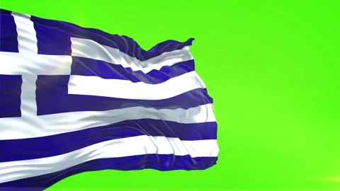 Greece Flag in Green Screen Stock Footage 328533056