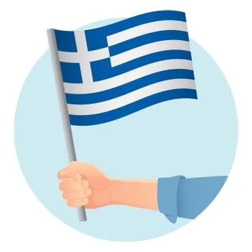 Greece flag in hand icon Stock Illustration