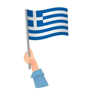 Greece flag in hand icon 스톡 일러스트