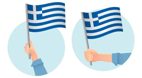 Greece flag in hand icon Illustrazione stock