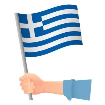 Greece flag in hand Stock Illustration
