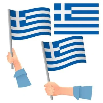 Greece flag in hand set Stock Illustration