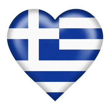 Greece flag heart button isolated on white with clipping path 3d illustration Stock Illustration