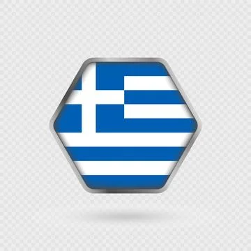 Greece flag in a hexagon frame. Stock Illustration