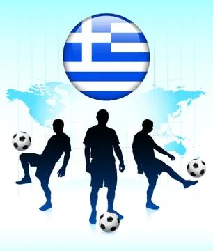 Greece Flag Icon on Internet Button with Soccer Team Stock Illustration