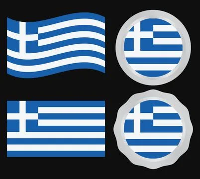 Greece Flag Icon Set .Greece Flag Badge Vector Design. Stock Illustration