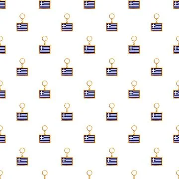 Greece flag keychain souvenirs creating seamless pattern Stock Illustration