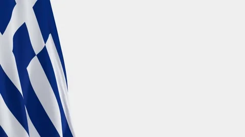 Greece Flag on Left Side, Waving National Symbol with Copy Space Stock-Footage 336532509