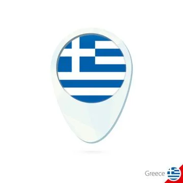 Greece flag location map pin icon on white background. Stock Illustration