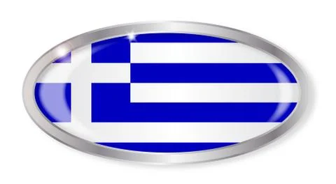 Greece Flag Oval Button Stock Illustration