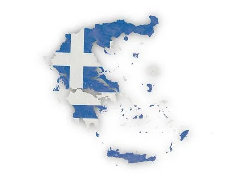 Greece with flag overlay cut out on white Stock Illustration