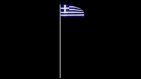 Greece Flag on Pole with Alpha Channel Video stock 87238715
