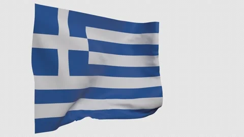 Greece flag on pole Stock Footage 148358355