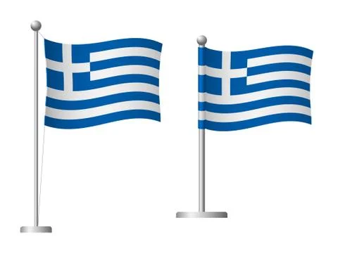 Greece flag on pole icon Stock Illustration